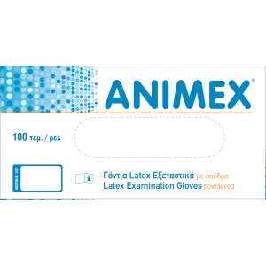Γάντια εξεταστικά Latex με πούδρα Animex -Large-