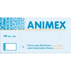 Γάντια εξεταστικά Latex χωρίς πούδρα Animex -Large-